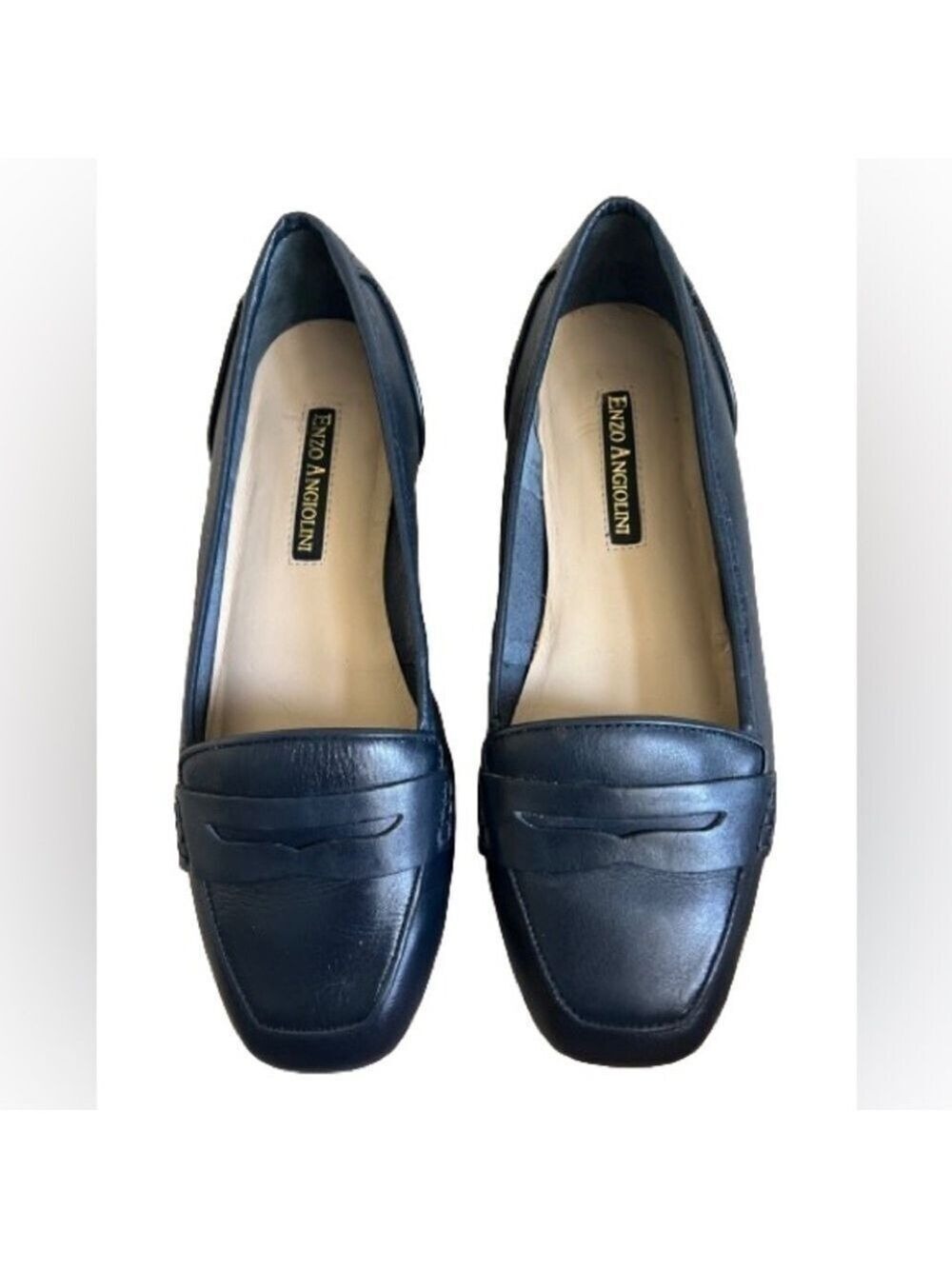 Enzo Angiolini Women’s Navy Leather Loafers Soze 7WW